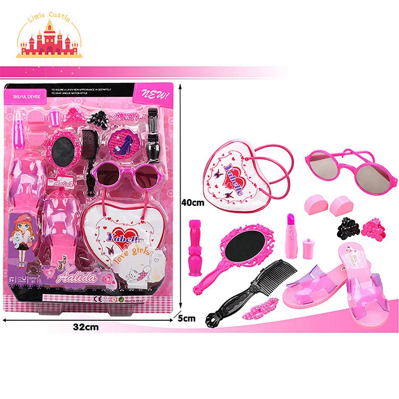Fahion Pink Kids Dress Up Toys Play House Plastic Beauty Play Set With Doll SL10A212