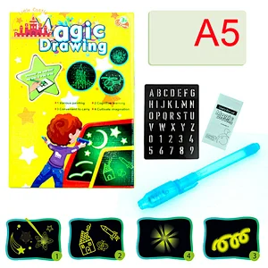 Kids Educational Toy 2 In 1 Luminous Fluorescent Drawing Board With Color Pens SL12B010
