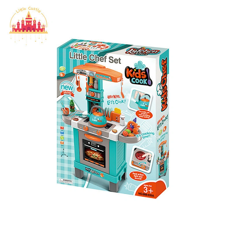 2023 New Kids Cooking Pretend Play Plastic Kitchen Toy With Induction Light SL10C375