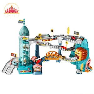 Kids DIY Slot Car Track Plastic Lion Mountain Rail Cars Toy With Sound Light SL04B031