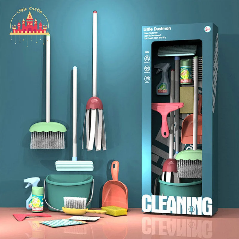 New Arrival Pretend Play Mop Broom Toy Plastic Cleaning Tools Kit For Kids SL10D838