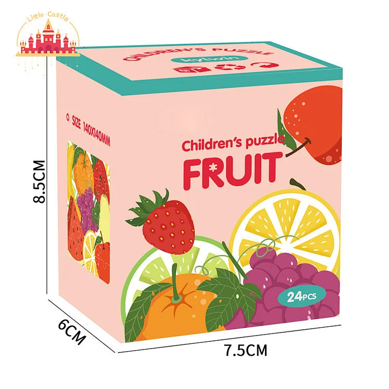 24 Pcs Preschool Educational Colorful Cardboard Fruit Jigsaw Puzzle For Kids SL20B011