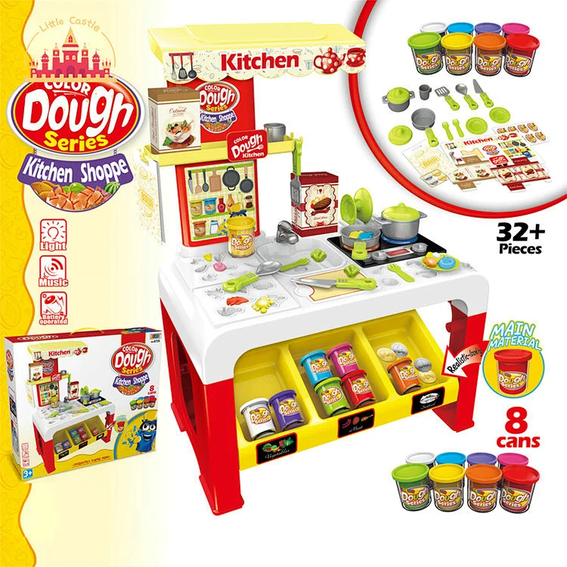 Hot Sale Cooking Game Play Dough Set Kitchen Color Clay Table For Kids SL10D502