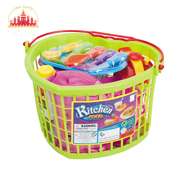 Hot Selling Tableware Basket Plastic 26 Pcs Kitchen Set Toy For Kids SL10D622