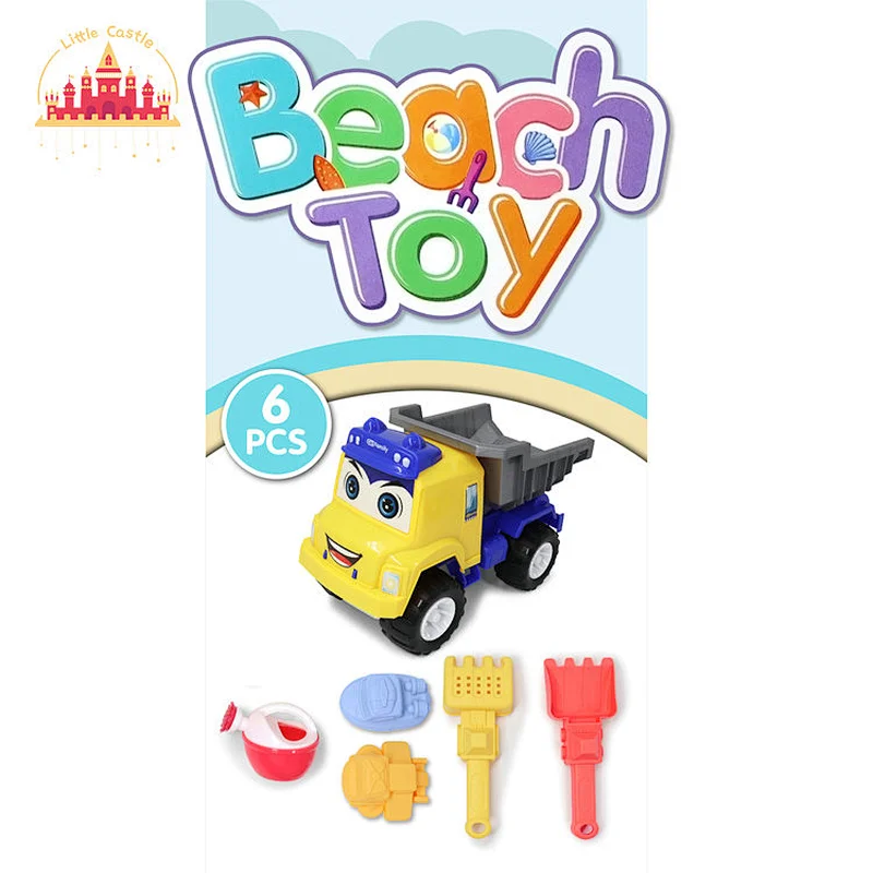 Hot Selling Kids Outdoor Beach Toy 6 Pcs Truck Shape Sand Tools Set SL19A007
