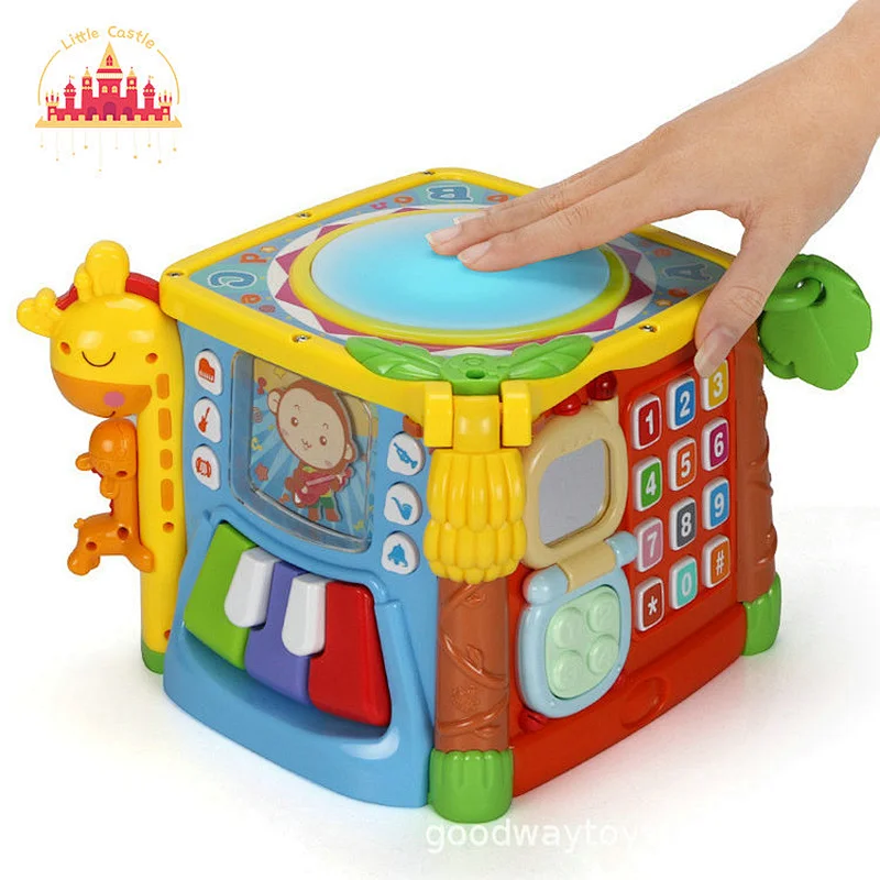 Educational Toys Hexahedron Multifunctional Baby Game Plastic Hand Drum For Kids SL12D001