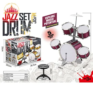 Kids Educational Musical Instrument Plastic Faux Metallic Jazz Drum Set SL07A033