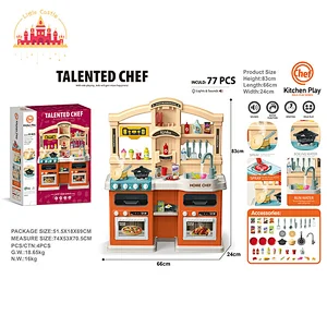 Hot Sale Kids 77 Pcs Cooking Play Set Plastic Kitchen Toy With Water Spray SL10C365