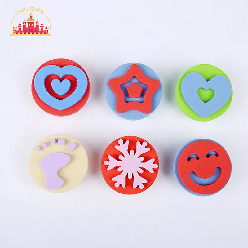 New Design DIY Toy Colorful 6 Pcs Cute Pattern EVA Stamp Set For Kids SL18A016