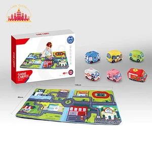 Kids Educational Traffic Game Soft Cloth Play Carpet With Pull Back Cars SL04A482