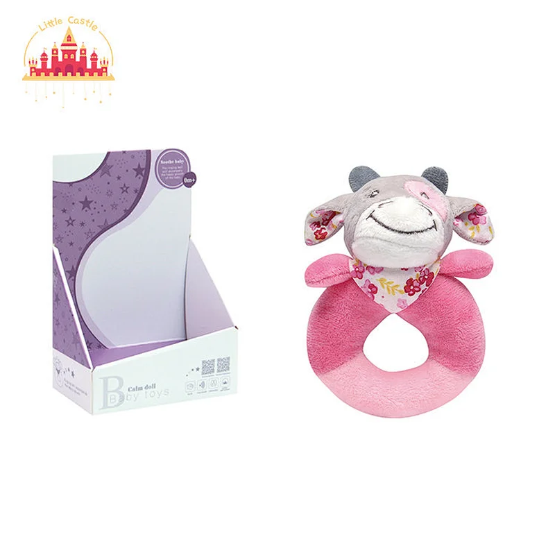 Hot Selling Soft Plush Stuffed Handbell Soothing Cow BIBI Stick For Baby SL21E042