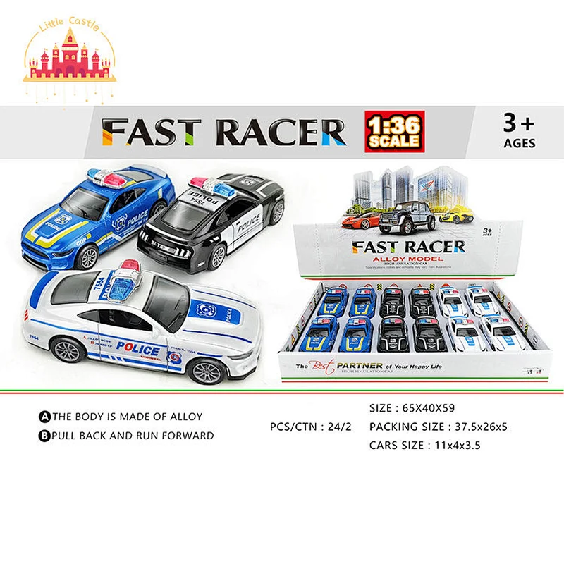 Hot Sale 1:36 Dircast Toy 12 Pcs Alloy Pull Back Police Car Model For Kids SL04A679