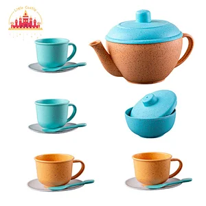 Kids Play Afternoon Tea Eco-friendly Wheat Straw 16 Pcs Kettle Set Toy SL10D781