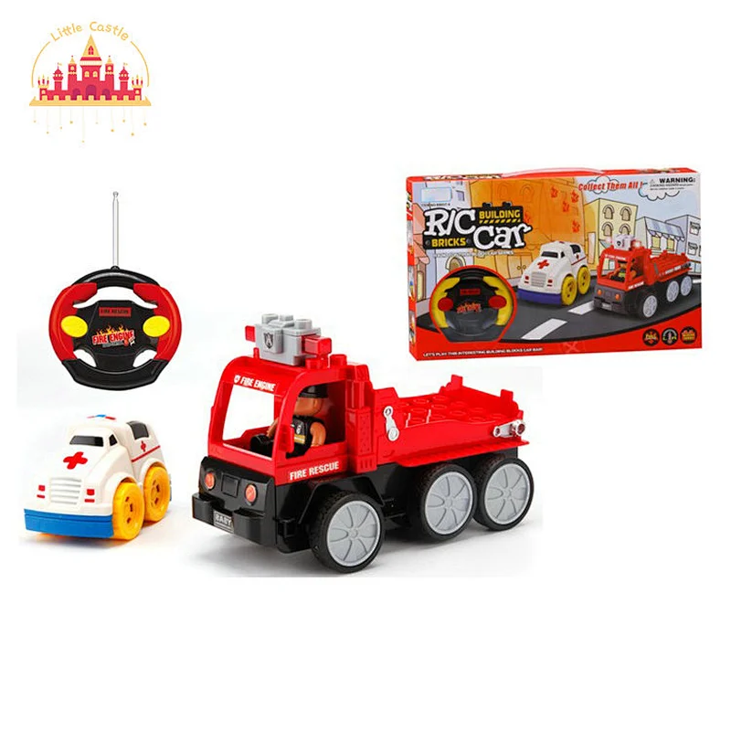 New Released Kids RC Car 9 Pcs DIY Plastic Fire Truck Set Toys With Light SL04A351