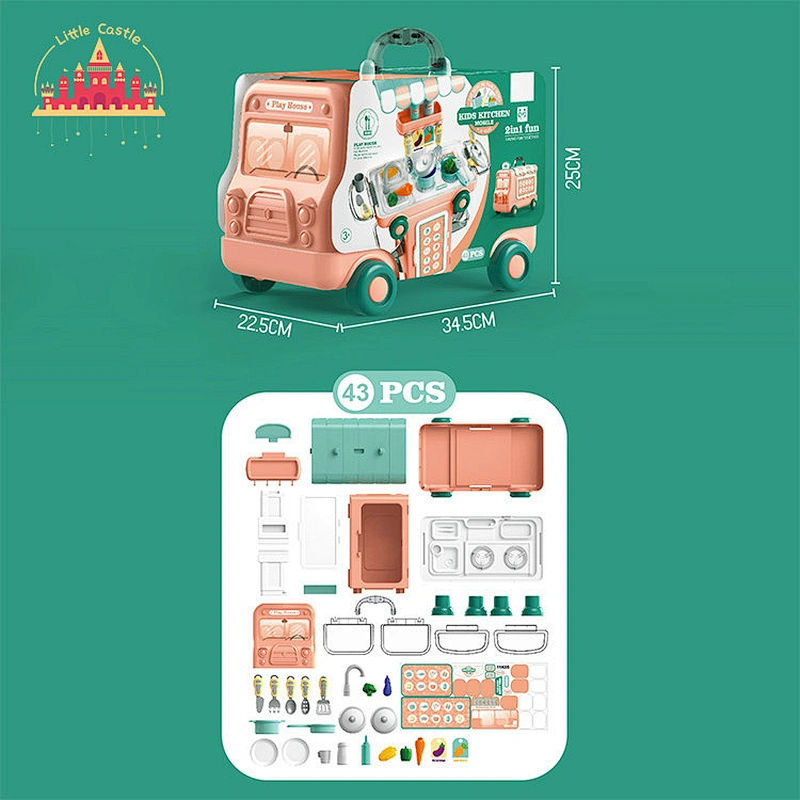 Multifunctional Cooking Play Set Foldable Plastic Kitchen Trolley Toy For Kids SL10G269