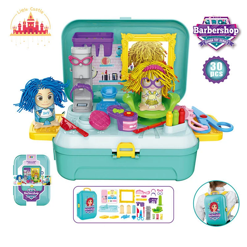 Hot Sale Portable Barber Beatuy Backpack DIY Color Clay Set Toy For Kids SL10G123
