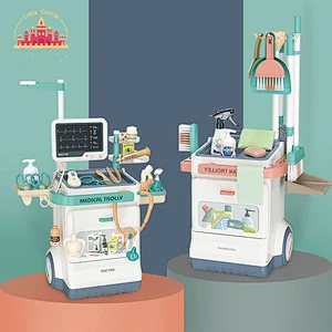 Popular Housekeeping Pretend Play Plastic Cleaning Trolley Set Toys For Kids SL10D843
