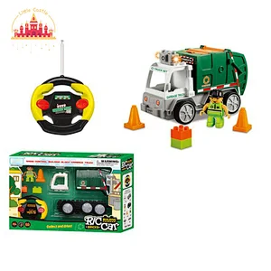 Kids Assembly 12 Pcs Rc Car Blocks Set Plastic Garbage Truck Toy With Light SL04A353