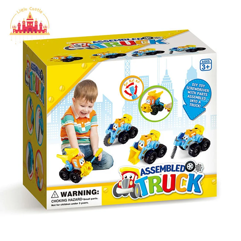 Creative DIY Construction Truck Cartoon Plastic Cutting Vehicle Toy For Kids SL04A334