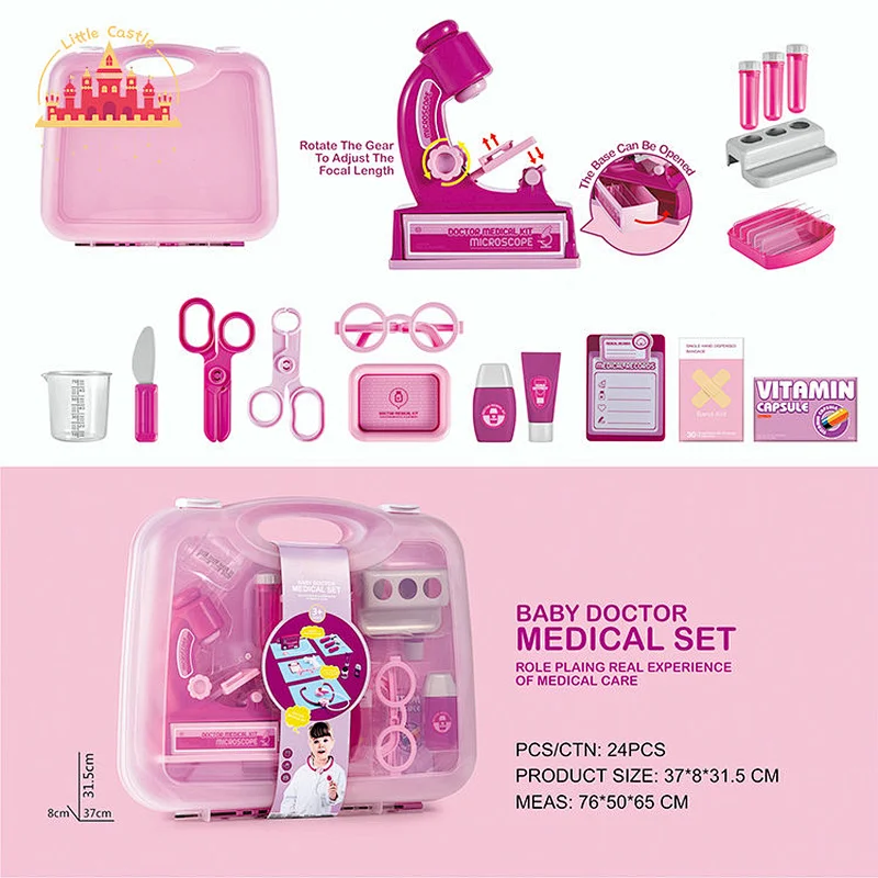 High Quality Doctor Pretend Role Play Pink Plastic Medical Table For Kids SL10D943