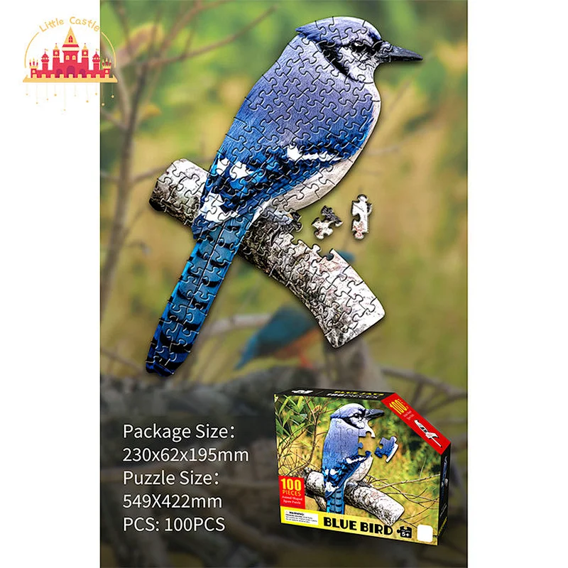 Early Educational 100 Pieces Paper Blue Brid Jigsaw Puzzle Toy For Age 5+ SL14A425