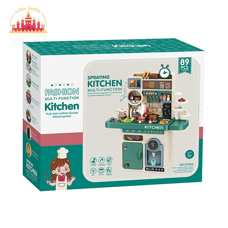 Wholesale Kids 89 Pcs Large Plastic Play Kitchen Set With Spray Function SL10C073