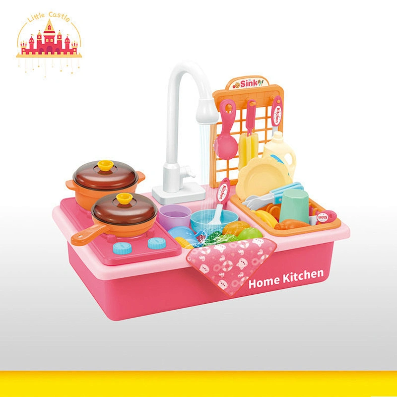 Popular Kitchen Pretend Play Electric Plastic Wash Dishes Sink Toy For Kids SL10D764