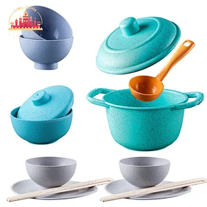 Hot Selling Wheat Straw Play Kitchen Accessories 16 Pcs Pot Set Toy For Kids SL10D783