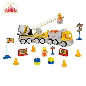 Kids 28 Pcs Building Block Set DIY Plastic Engineering Vehicle Toy With Light SL04A336