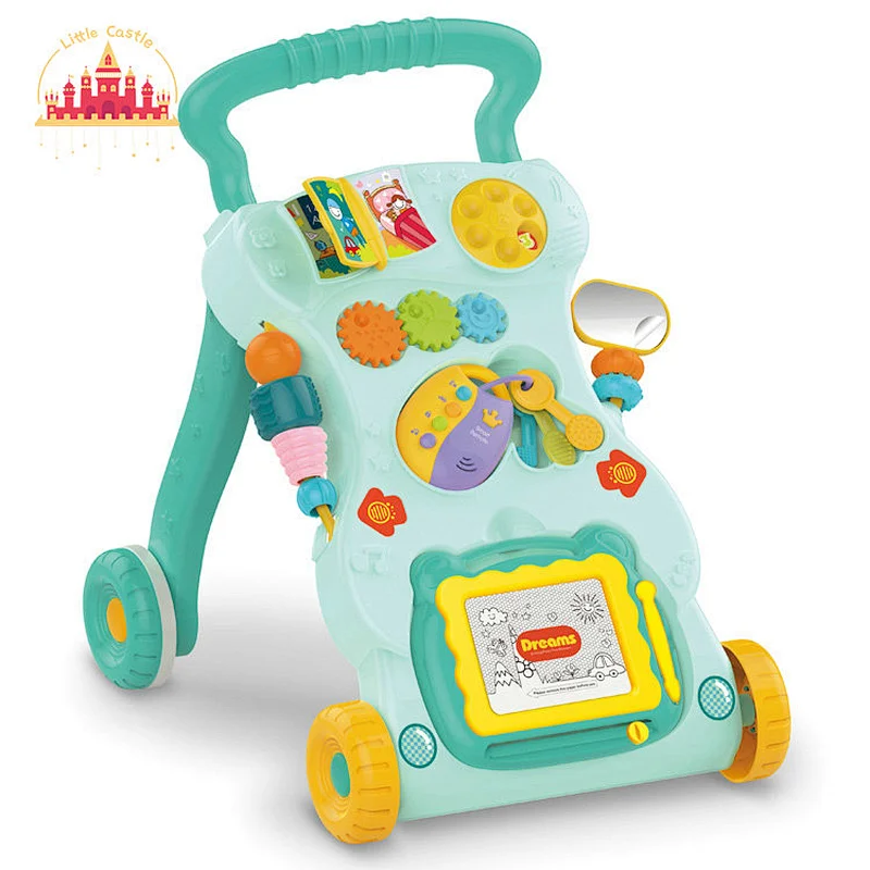 Hot Selling Baby Early Educational Plastic Musical Walker With Drawing Board SL16E013