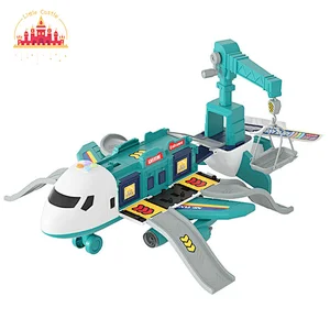 Popular Kids Deformation Model Plastic Airplane Garage Toy With Light Sound SL04B028