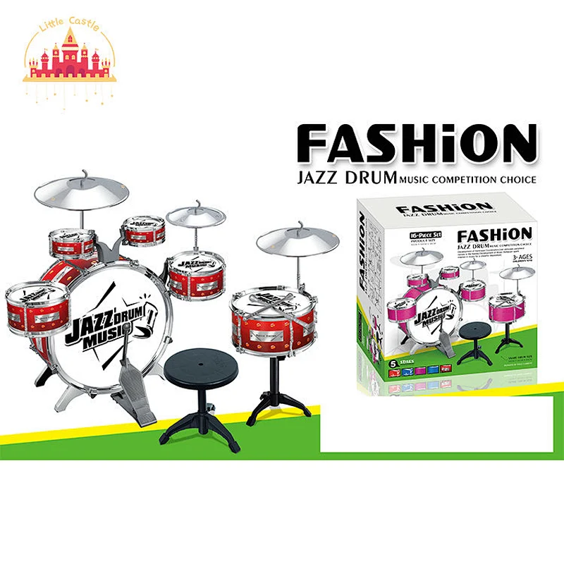 Kids Musical Instrument 5 Pieces Plastic Combo Rock Jazz Drum With Chair SL07E073
