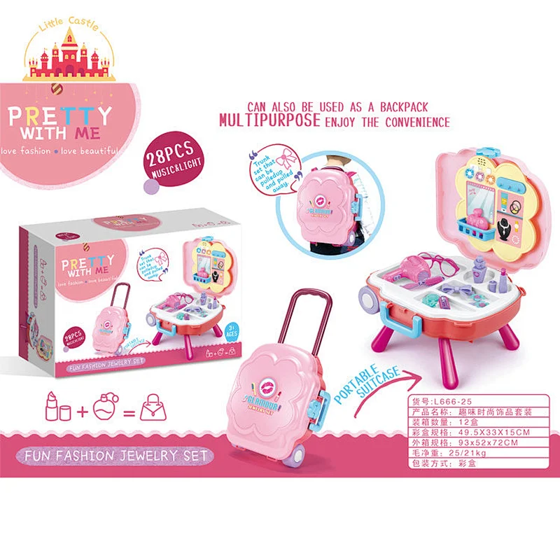 Portable Suitcase Kids Kitchen Play Set Plastic Cooking Table With Sound Light SL10G412