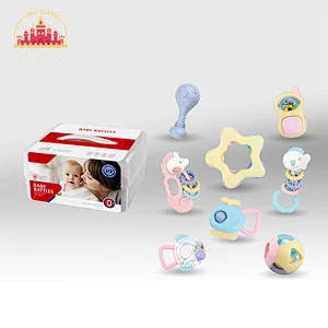 Safe Material Soft Teether Hand Bell 8 Pcs Plastic Rattle Toys Set For Baby SL21A001