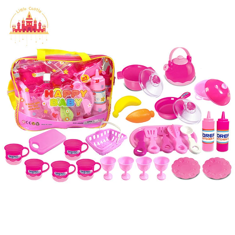 Hot Selling Tableware Basket Plastic 26 Pcs Kitchen Set Toy For Kids SL10D622