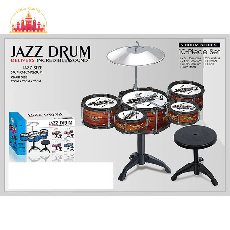 Kids Musical Instrument 5 Pieces Plastic Combo Rock Jazz Drum With Chair SL07E073