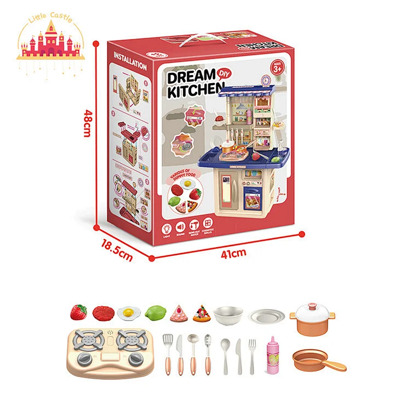 Popular Kids Kitchen Play Set Plastic Spraying Cooking Table With Sound Light SL10C126