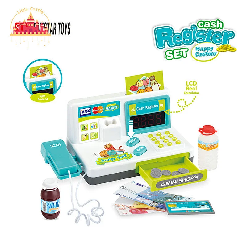 Supermarket Pretend Play Electronic Plastic Cash Register Toy Set For Kids SL10E041