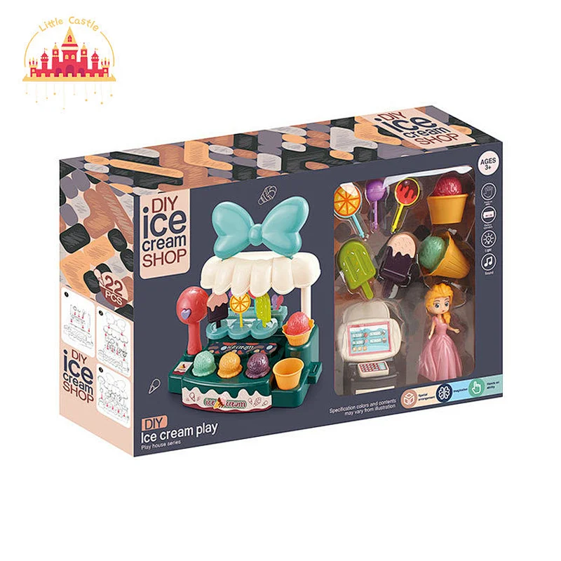 Hot Selling Kids Pretend Play Plastic Ice Cream Store Toy With Light Sound SL10D840