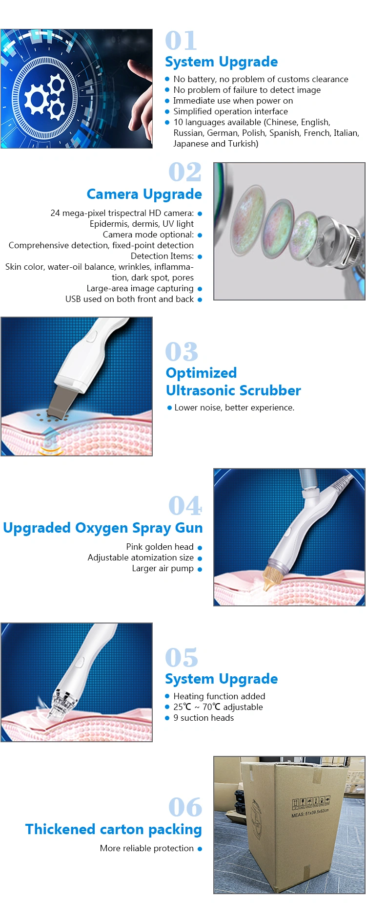7 in 1 oxygen facial sprayer skin scrubber hydra facial