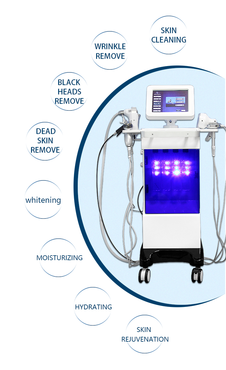 New design hydra PDT water oxygen dermabrasion facial cleaner ultrasonic RF scrubber hydro micdermabrasion beauty machine spa909
