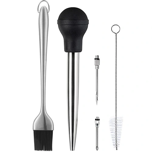 Stainless Steel Turkey Baster With BBQ Basting Brush