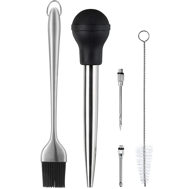 Stainless Steel Turkey Baster With BBQ Basting Brush