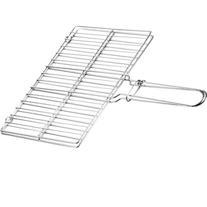 Stainless Steel Grill Basket Fish Grilling Rack with Handle