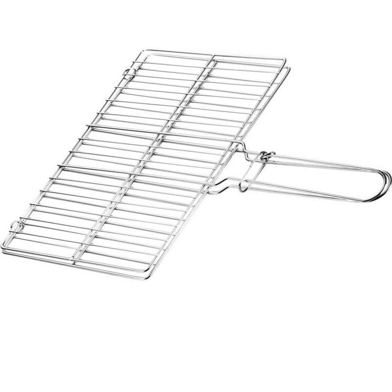 Stainless Steel Grill Basket Fish Grilling Rack with Handle