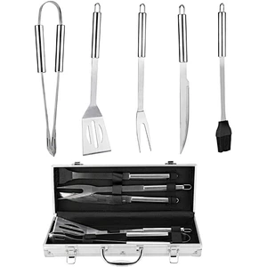 5Pcs BBQ Grill Tool Set Stainless Steel Barbecue Tools Set BBQ Grill Accessories