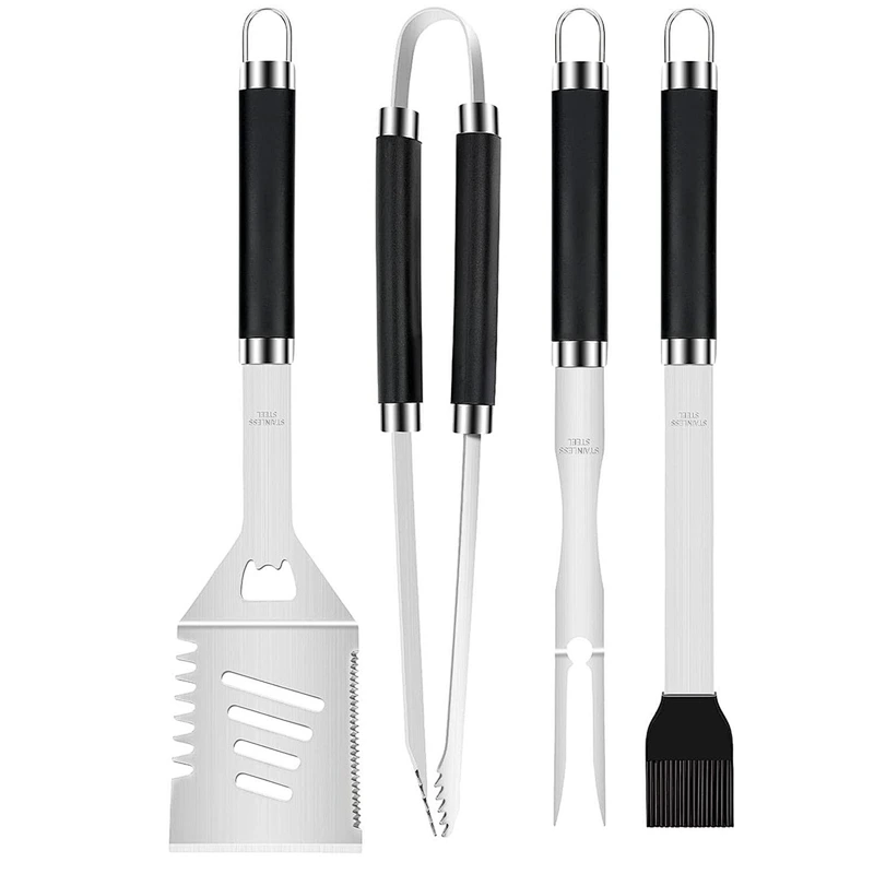 4 Piece BBQ Tool Set Stainless Steel BBQ Accessories BBQ Cooking Tools