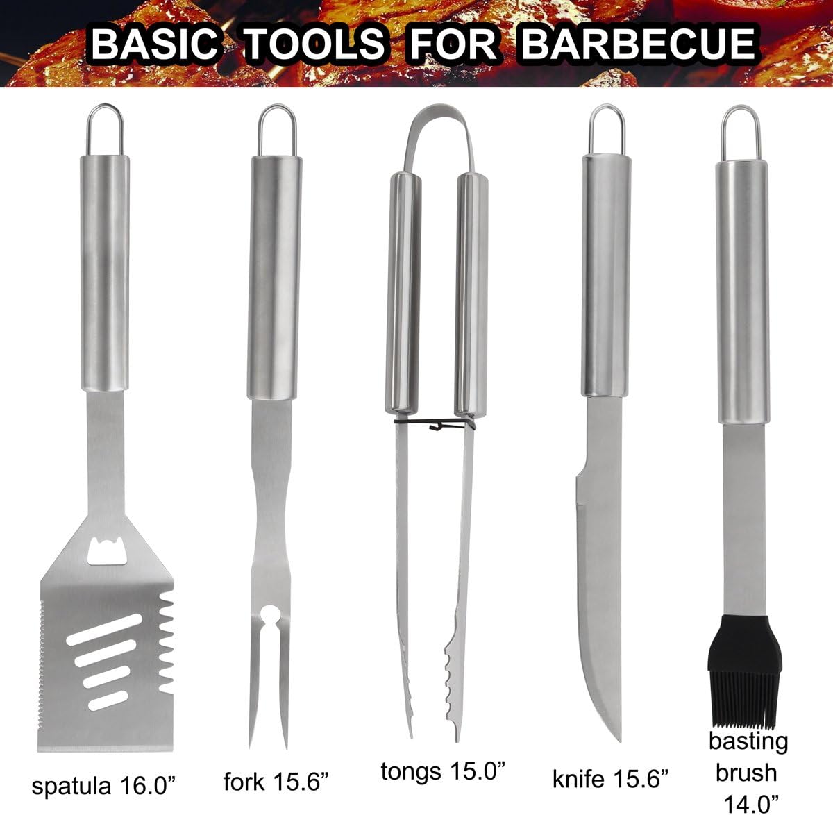 24 Piece Stainless Steel BBQ Tool Set