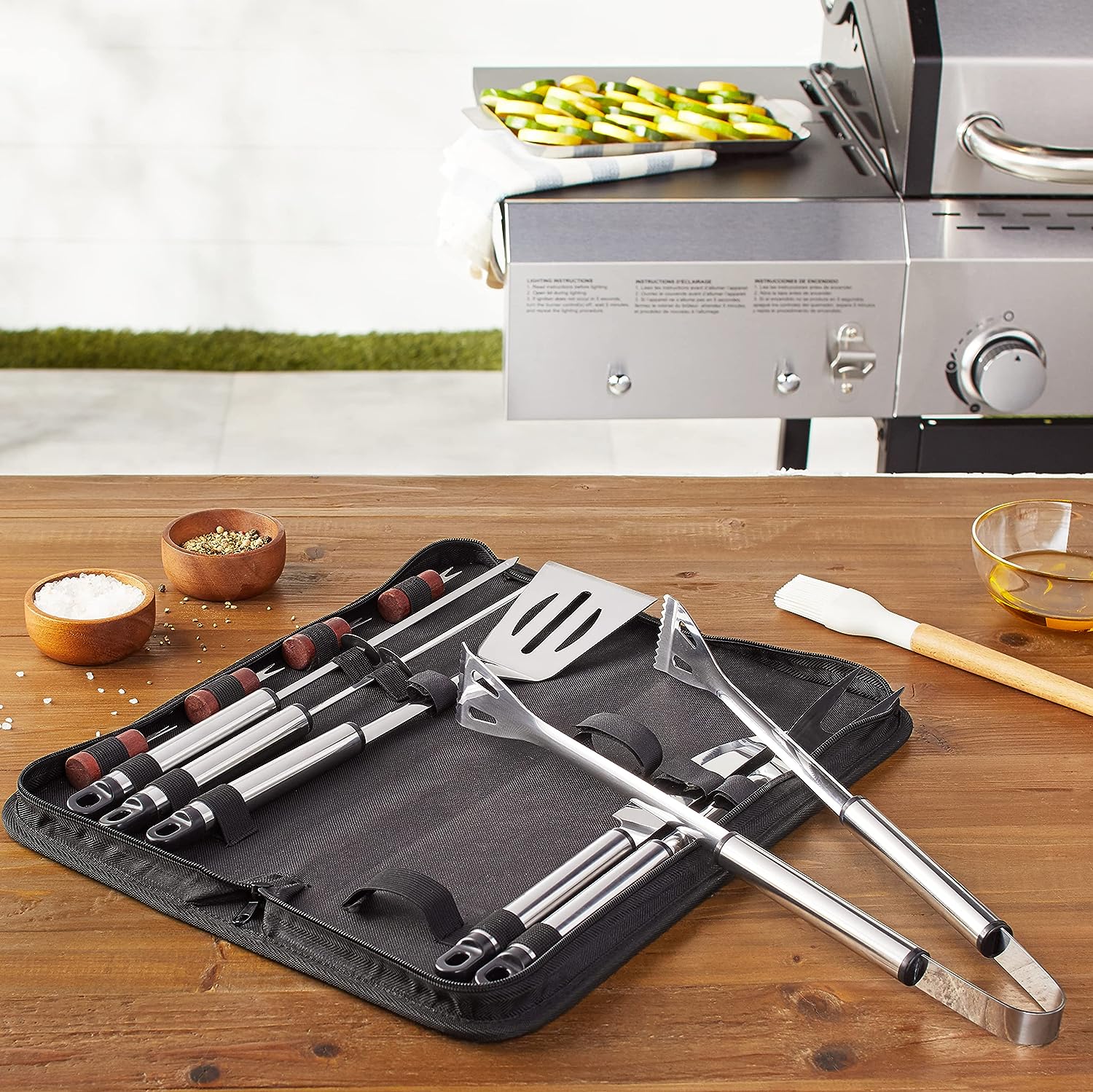 11-piece Stainless Steel BBQ Tool Set