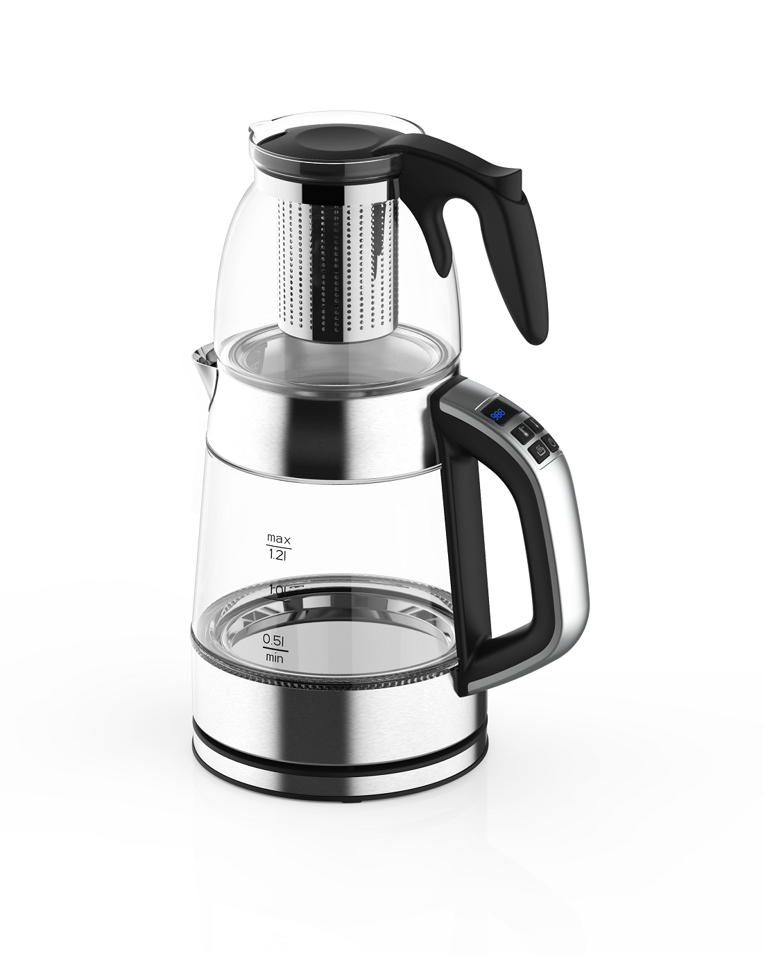 1.2L＋0.8L Turkish Tea Maker with Digital Control Handle